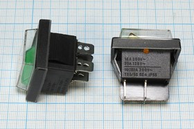 Герметичный выключатель 2-х полюсный с синей подсветкой 220В/16А,c фиксацией; №336 B Пкл\\15\2xON-OFF\\чер\ ILсин\IP65\4T\ IRS201-1-WPC08