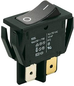 01552.3117-01, Клавишный переключатель, Вкл.-Выкл., DPST, Без Подсветки, Панель, Черный, 1550