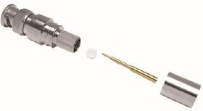 TC-400-BM-X, RF Connectors / Coaxial Connectors BNC-Male (plug) crimp connector, no braid trim