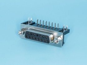 DRB-15FA, Разъем D-SUB 15 контактов, гнездо на плату, прямой угол 7.2мм, тип 2