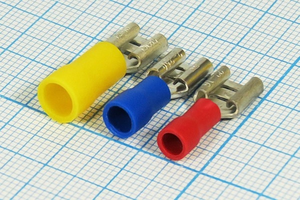 Клемма гнездо 6.4x0.8мм, сечение провода 4.0-6.0кв.мм, латунь луженая, изолятор желтый; Q-780 ZF клемма гн 6,4x0,8\0,4\S4,0-6,0\лат луж\\ПВ