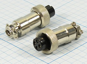 Гнездо микрофонное MIC12 на кабель, 4 контакта, соединительная резьба М12, X12-4P; Q-10248Z гн мик MIC12\4P\каб\М12\\X12-4P