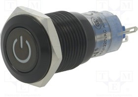 V16-21DT-12R-A, Переключатель: антивандальный, Пол: 2, SPDT, 0,5A/220ВAC, 1A/24ВDC