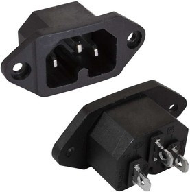 AC-012, Разъем питания сетевой C16 IEC 320 , 3 контакта, 250 В, 10 А, -25…+70 °C, нейлон, черный