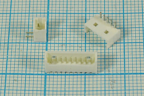 Разъем питания A125 вилка, контакты 1x 9, шаг P1.25, монтаж на плату, угловой, A125-09R