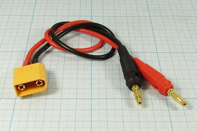 Разъем питания DC XT90 вилка - разъем Banana вилка, D4.0 BANANA - XT90, 2C, L 25см, на кабель, Banan Разъем питания DC XT90 вилка - разъем Banana вилка, D4.0 BANANA - XT90, 2C, L 25см, на кабель, Banan