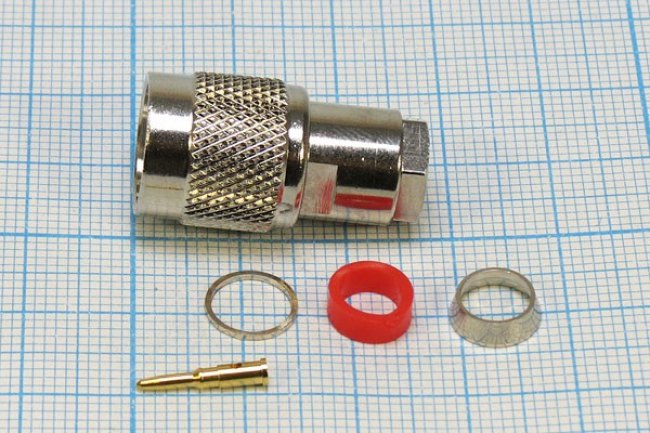 Штекер TNC, на кабель RG 6, прижимной, позолоченный центральный контакт; №557 шт TNC\RG6\\\