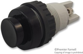 1.01.102.001/0104, Кнопочный переключатель, 18.2 мм, DPST-NO, Выкл.-(Вкл.), Круглый, Черный