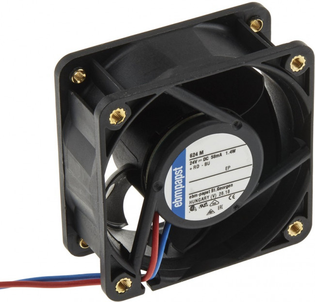 624M-RS0, 620 Series Axial Fan, 24 V dc, DC Operation, 30m³/h, 1.5W, 60 x 60 x 25mm 624M-RS0, 620 Series Axial Fan, 24 V dc, DC Operation, 30m³/h, 1.5W, 60 x 60 x 25mm