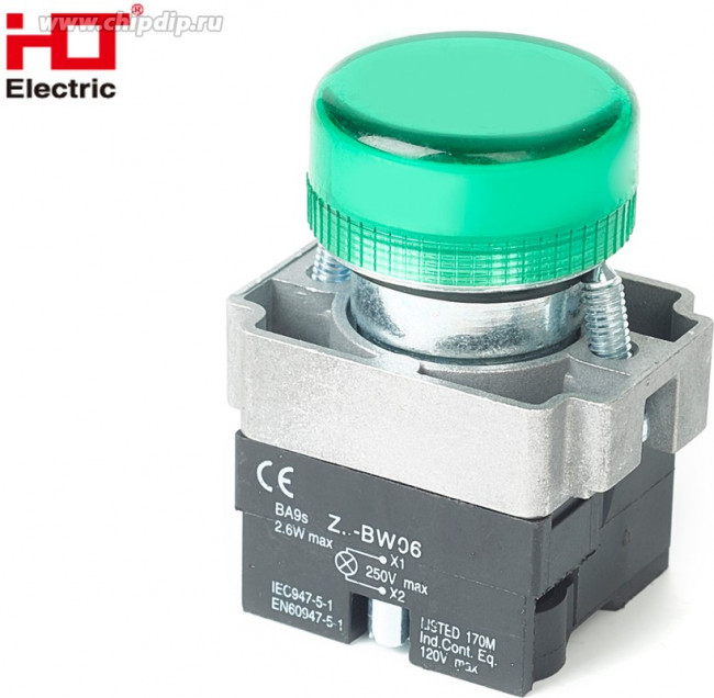 085-06-073, Лампа сигнальная CB2-BV63(LED) зеленый 230В IP54 HLT