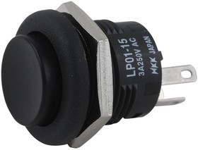 LP0115CCKW01A, SWITCH, PUSHBUTTON, NON-ILLUMINATED, SPDT, 3A, BLACK