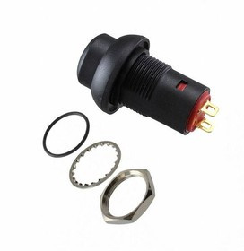 RP8201B2M1CEBLKBLKNIL, Pushbutton Switches Pushbutton, SPST, Off-On, Panel Mount, Front, Black, IP67