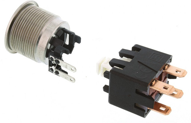 1241.6834.1121000, Pushbutton Switches Latch 12A 250VAC 22MM RI SF RT