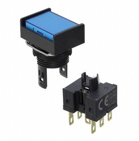 A165-JAM-2, Pushbutton Switches DPDT MOM RECT BLUE IP65