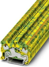 3214563, Ground modular terminal block, Push-In, 2 Poles, , 0.14 ... 1.5mm², Green / Yellow