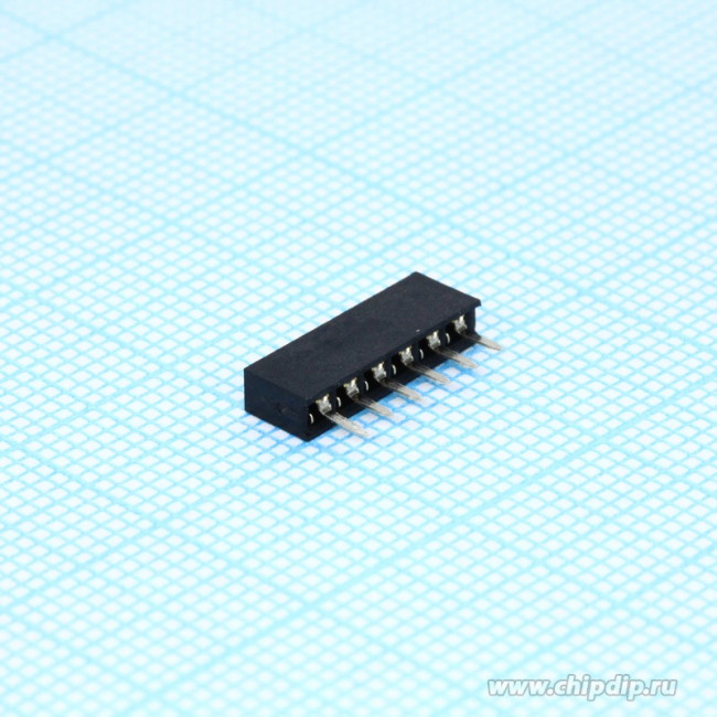 PBS2-06 (DS1026-01-1x6S8BV), гнездо на плату 1ряд шаг2,0мм