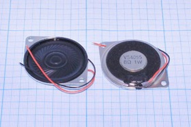 Динамик в металлическом корпусе 40x5m50мм, 8 Ом, 1Вт, 2 вывода по 80мм, VS4055R8P1F550LWP; дин 40x 5