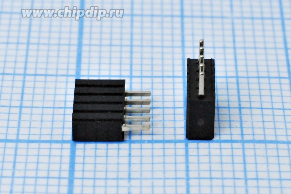 Разъем PBL-1x 5 розетка, шаг P1.27, контакты 5P, монтаж на плату