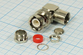 Разъем BNC вилка, RG6, угловой