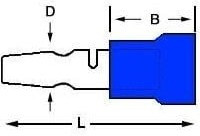 19034-0007, Пулеобразная клемма, InsulKrimp 19034, 16AWG до 14AWG, 2 мм², Штекерный типа Пуля, Синий 19034-0007, Пулеобразная клемма, InsulKrimp 19034, 16AWG до 14AWG, 2 мм², Штекерный типа Пуля, Синий