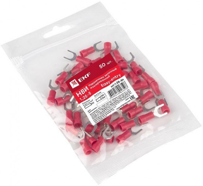 Наконечник вилочный изол. НВИ 1.5-5 (уп.50шт) EKF nvi-1.25-5n
