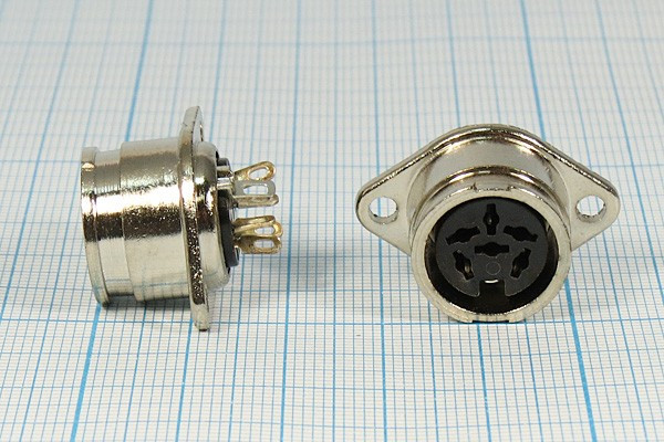 Разъем DIN 5HP[60]+1C розетка, на блок, фланец 2отверстия
