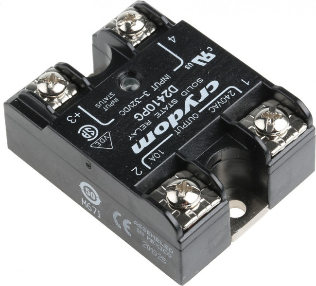 D2410PG, Твердотельное реле, 10 А, 280 В СКЗ, Панель, Винт