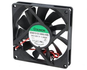 EE80151S1-000U-A99, Вентилятор осевой, 12В DC, 80x80x15мм, подшипник скольжения, 62,86куб.м/ч, 34,7дБА