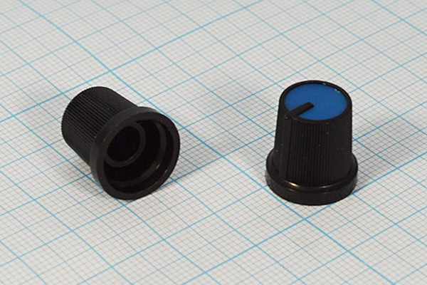 Ручка, внутренний диаметр d6,0, 9 зубцов, размер 15x15, пластик, черный/синий, RR4852-B