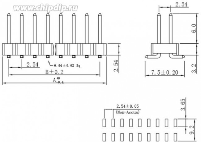 PLD-80S, Вилка штыревая 2.54мм 2х40pin PLD-80S, Вилка штыревая 2.54мм 2х40pin