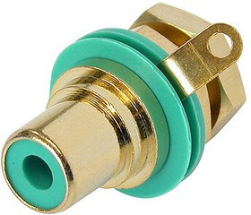 Rean NYS367-5 панельный разъем RCA гнездо, зеленый изолятор, золоченые контакты