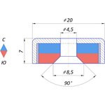 Магнитное крепление Forceberg с отверстием для самореза A20, 4 шт