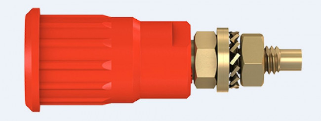 SEB4-G-22, Гнездо; "банан" 4мм; 32А; 1кВ; красный; позолота; на панель