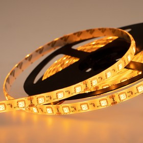 141-492, Лента светодиодная 12В, SMD5050, 14,4Вт/м, 60 LED/м, желтый, 10мм, 5м, IP65