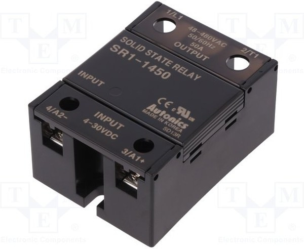 SR1-1450, Реле: полупроводниковое, Uупр: 4-30ВDC, 50А, 48-480ВAC, винтами