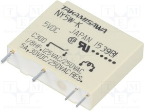 NY-5W-K, Реле: электромагнитное, SPST, Uобмотки: 5ВDC, 3А, макс.250ВAC