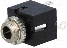 4832.2211, Гнездо, Jack 3,5мм х 18,6мм, "мама", mono, с выключателем, пайка