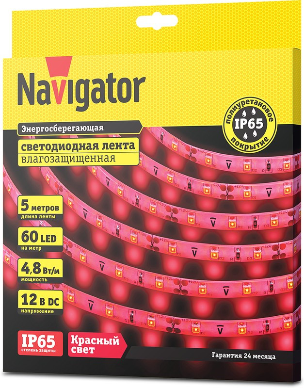 СД Лента Navigator 71 406 NLS-3528R60-4.8-IP65-12V R5