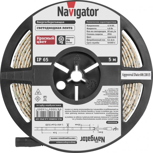 СД Лента Navigator 71 406 NLS-3528R60-4.8-IP65-12V R5