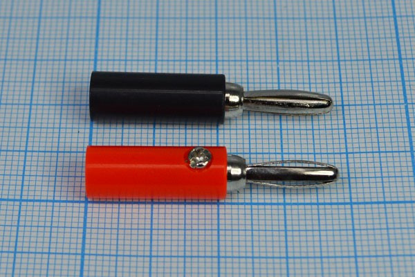 Штекер питания BANANA 4мм с винтовым креплением кабеля до d6мм, красный; №9893RZ штек BANANA 4\кабель\кр\6мм\винт\ пл\Ni\QZ10-0060\