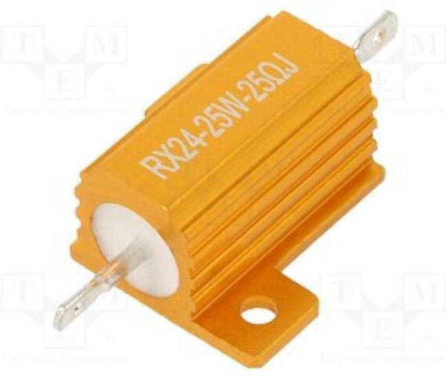 AHP25W-25RJ, Резистор: проволочный, с радиатором, 25Ом, 25Вт, ±5%, 50ppm/°C