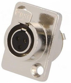 MXLR-3G-C, Гнездо, XLR mini, "мама", PIN: 3, пайка, Отв: d15мм