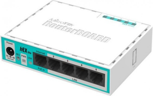 Маршрутизатор 10/100M 5PORT HEX LITE RB750R2 MIKROTIK Маршрутизатор 10/100M 5PORT HEX LITE RB750R2 MIKROTIK