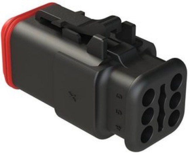 AT06-6S-SR02BLK, Automotive Connectors Plug 6-Way RD Seal Strain Relief Black