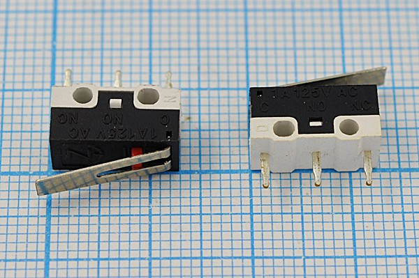 Микропереключатель , размер 13x 6 x 7, 1А, переключение ON-(ON), размер концевика L13, MSW-22