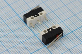 Микропереключатель , размер 13x 6 x 7, 1А, переключение ON-(ON), размер концевика L13, MSW-22
