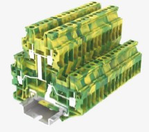 TUD2.5-2-PE, Клемма на DIN-рейку винт. 2.5 мм2 2 конт. двухуровн. заземляющ.