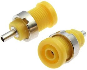 Z014 4mm panel jack YELLOW, Гнездо Z014 4 мм panel jack желтый, на панель под пайку
