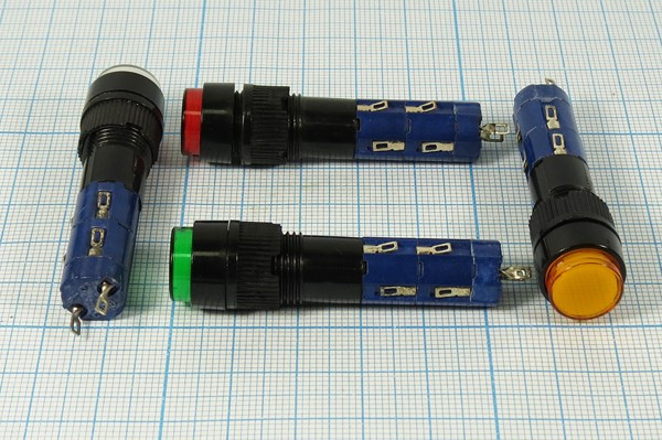 Включатель кнопочный без фиксации (SPST), OFF-(ON) с красной подсветкой, 220В/1А, IL2Вкр; №9436 R ПКн\250\ 1,0\(SPST)\d12\ чер\ILкрСд2В\\8C\