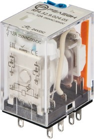 RP432902403, Промежуточное реле с магнитным гашением дуги; 2 перек. конт. 15А (= 24В DC) блок. кнопка тест + LED